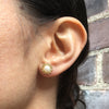 Gold, Diamond and Pearl Lace Flower Stud Earrings