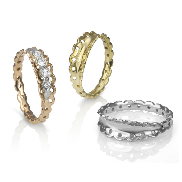 Gold and diamond Lace Edge Rings