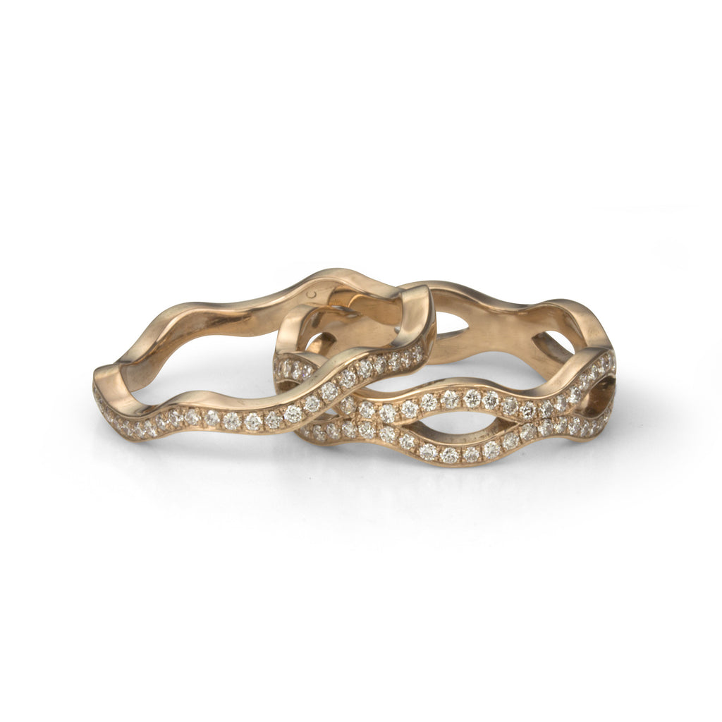 Rose Gold and Diamond Nestling Rings