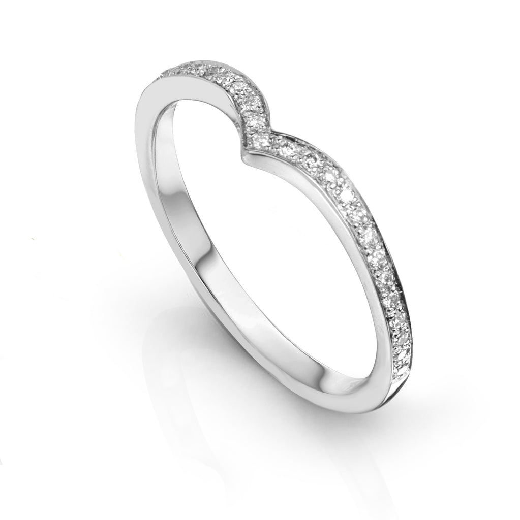 Point Ring with pave set diamonds