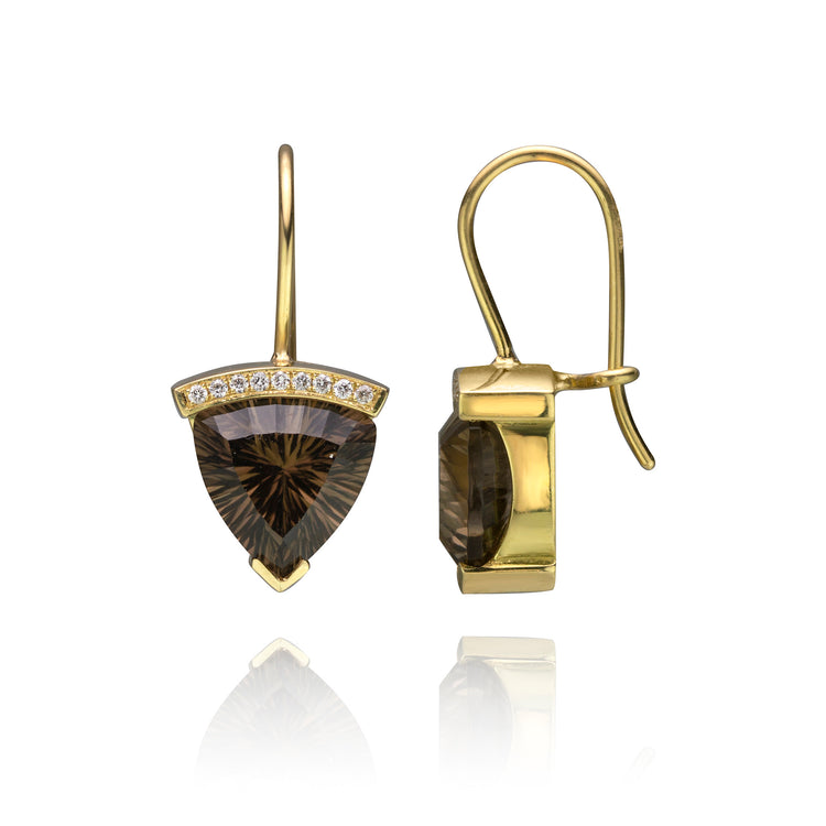 Smoky Quartz and Diamond Earrings