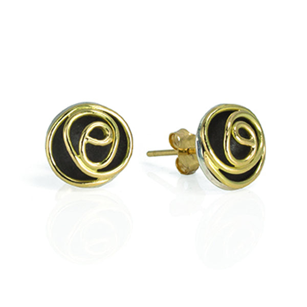 Rose Bud Studs (black and gold)