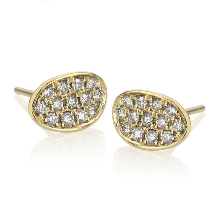 18K Gold and Diamond Oval Studs