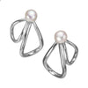 Petal and Pearl Silver Earrings with white pearls