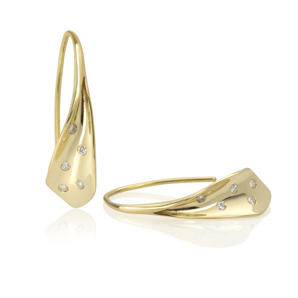 18K Gold and Diamond Flourish Earrings (small)