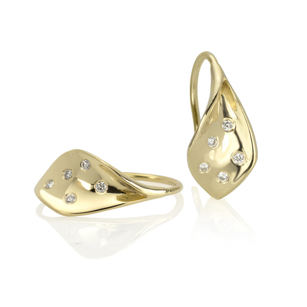 18K Gold and Diamond Flourish Earrings (X small)