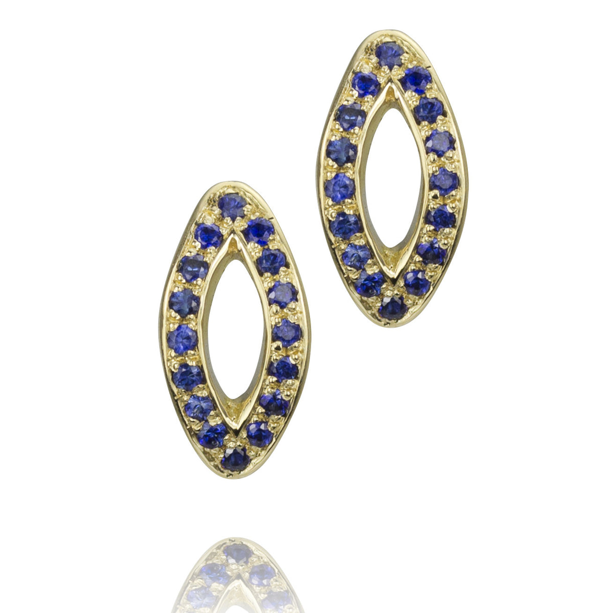 Gold, Diamond and Sapphire Stud Earrings