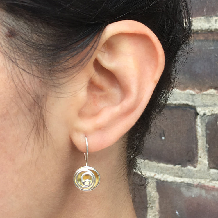 Rose Bud Earrings, gold plated sterling silver