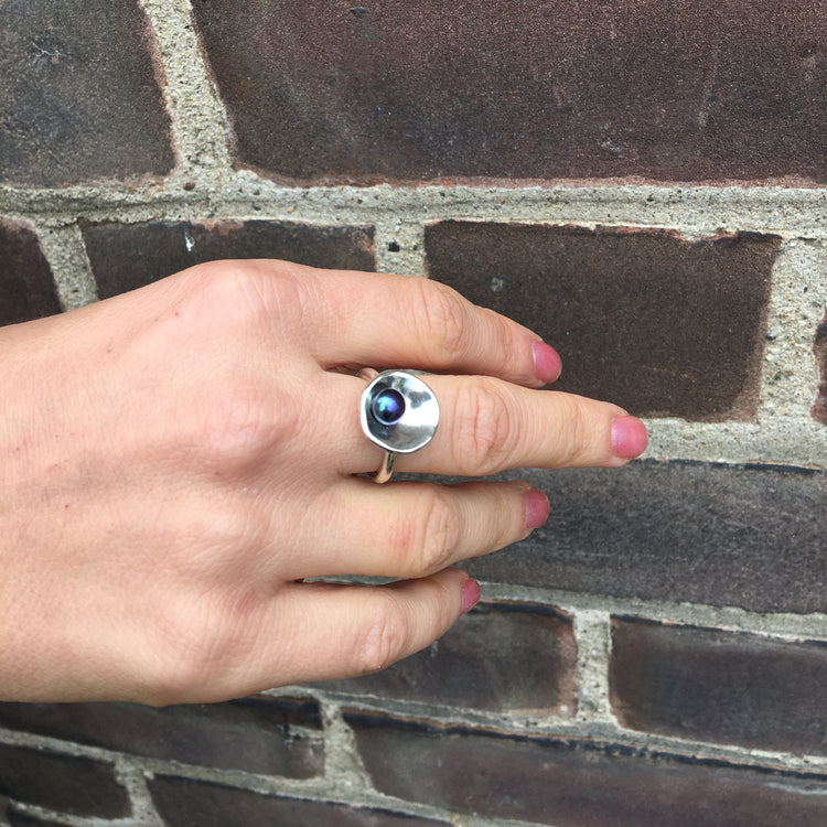 Sterling Silver and Pearl Oyster Rings