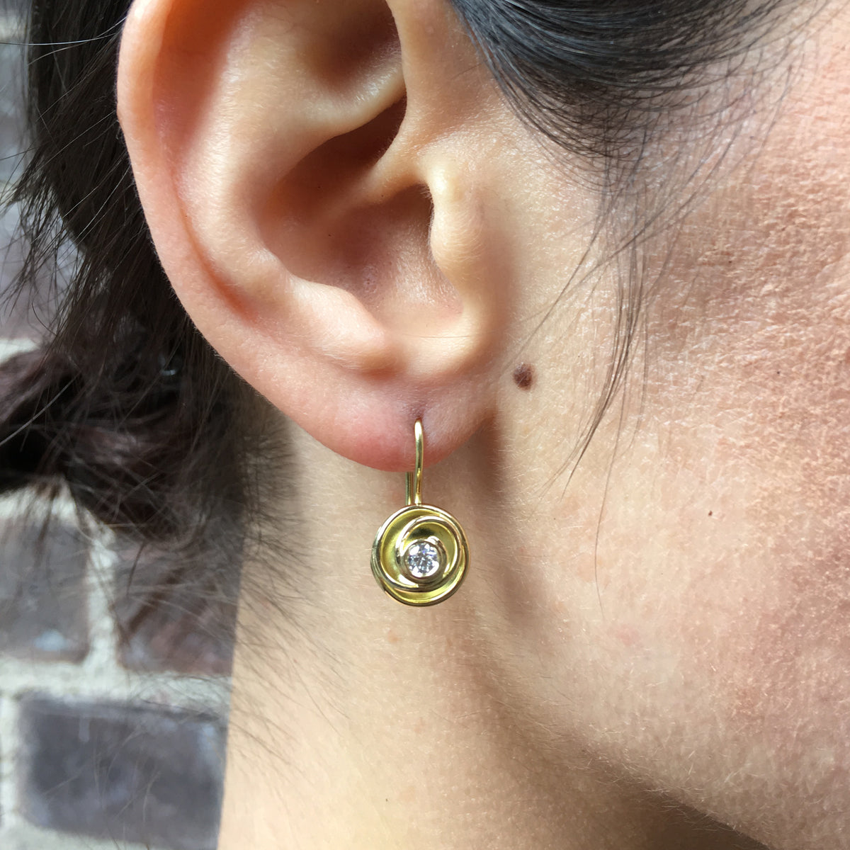 Gold and Diamond Rose Bud Earrings