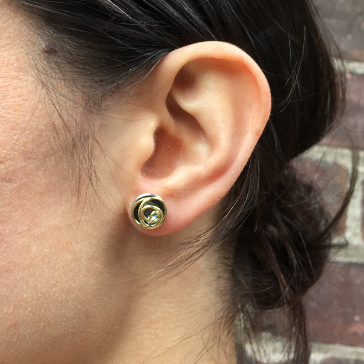 Rose Bud Studs (black and gold)