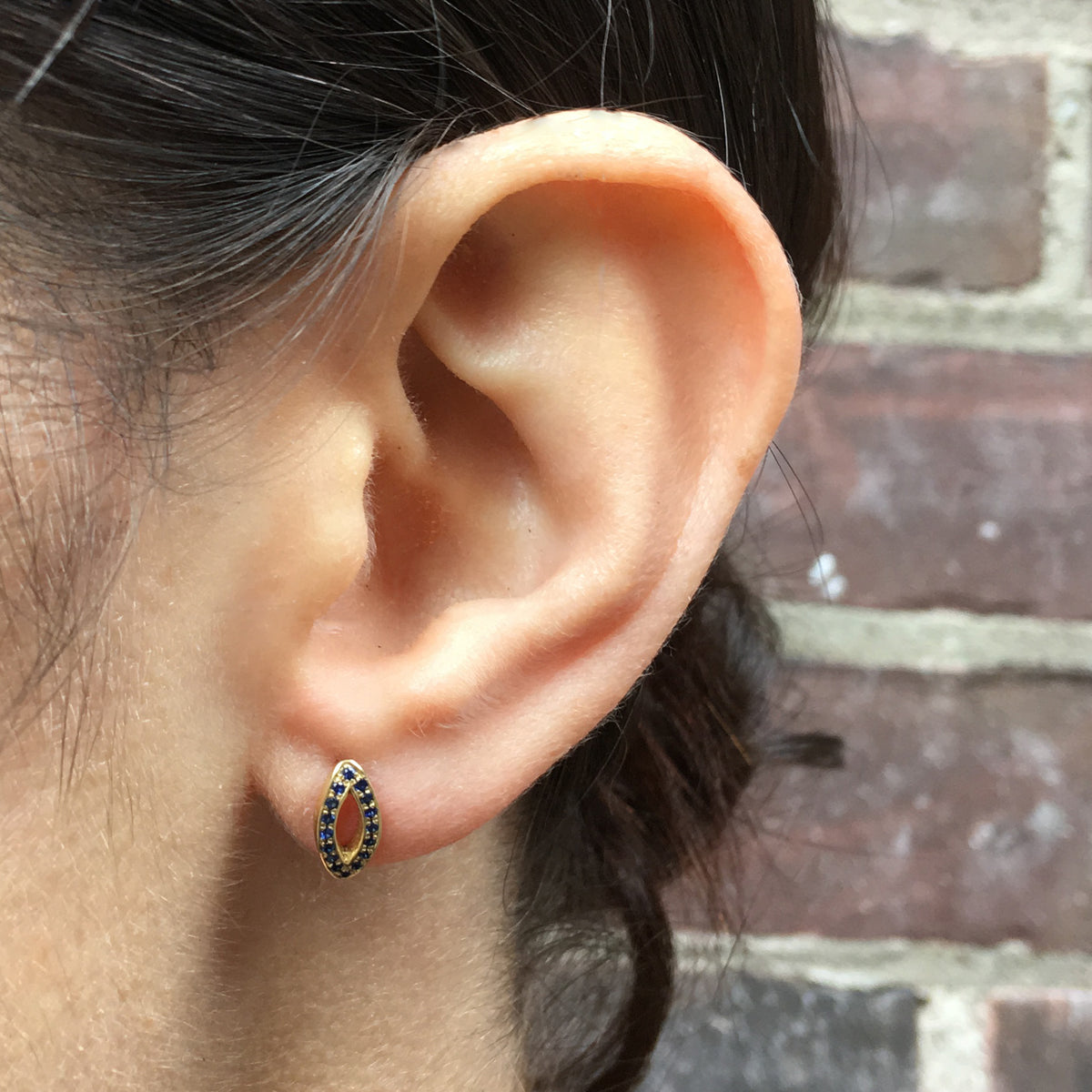Gold, Diamond and Sapphire Stud Earrings