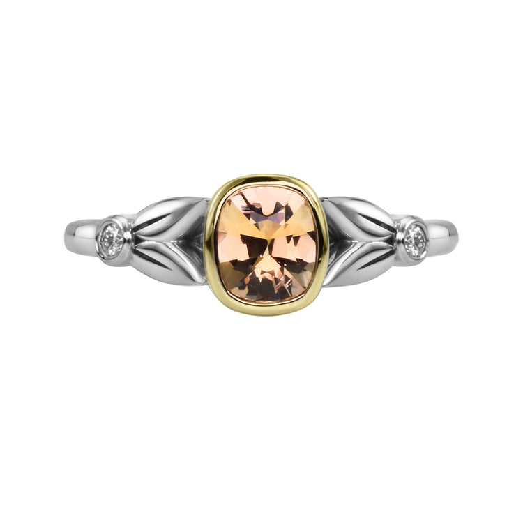 Peach Sapphire Ring With Diamonds