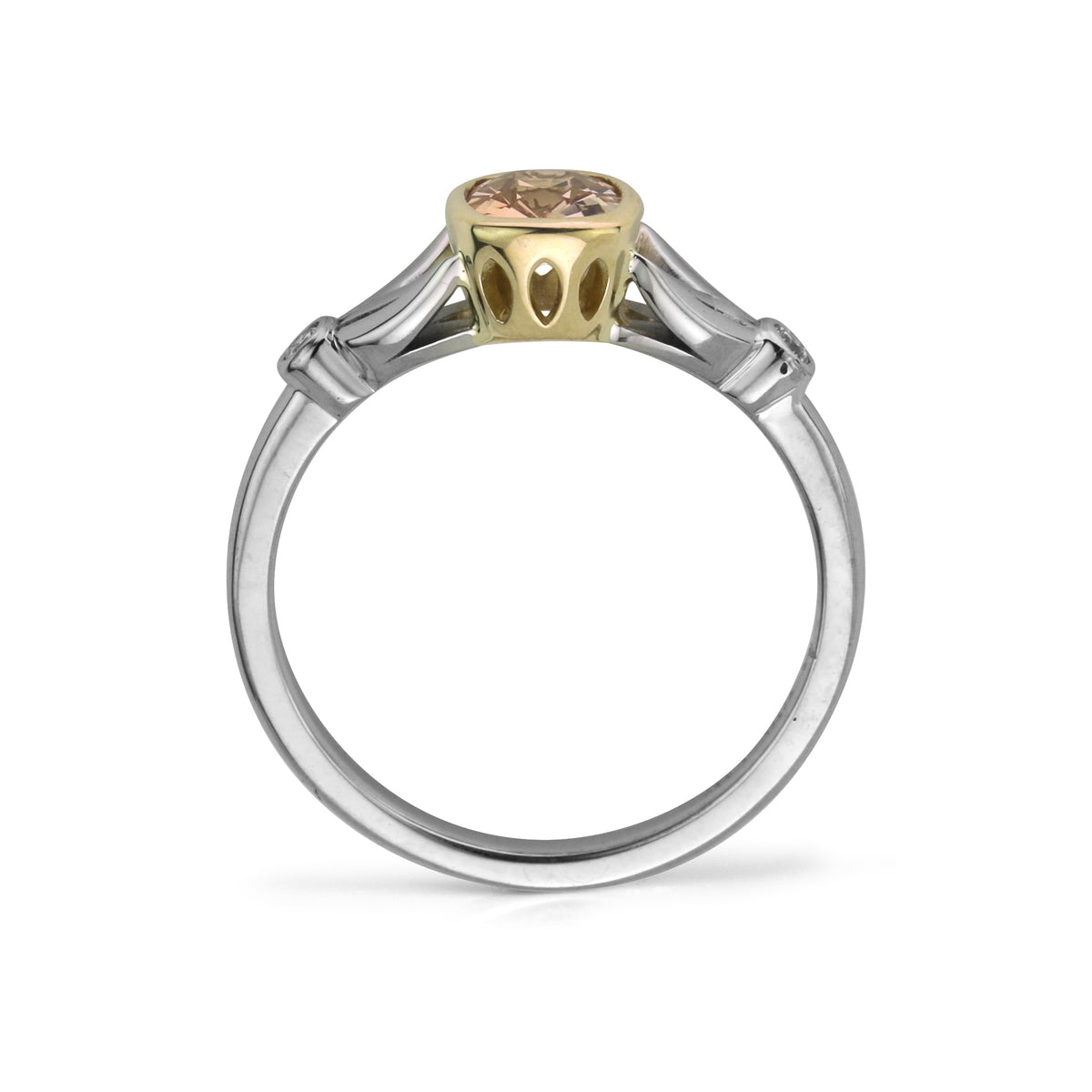 Peach Sapphire Ring With Diamonds