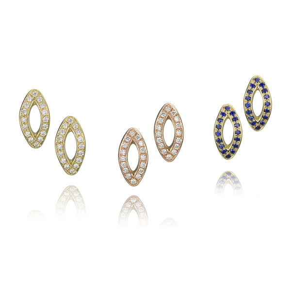 Gold, Diamond and Sapphire Stud Earrings