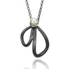 Petal and Pearl Oxidized Silver Necklace