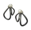 Petal and Pearl Oxidized Silver Earrings