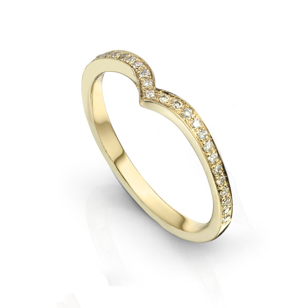 Point Ring with pave set diamonds