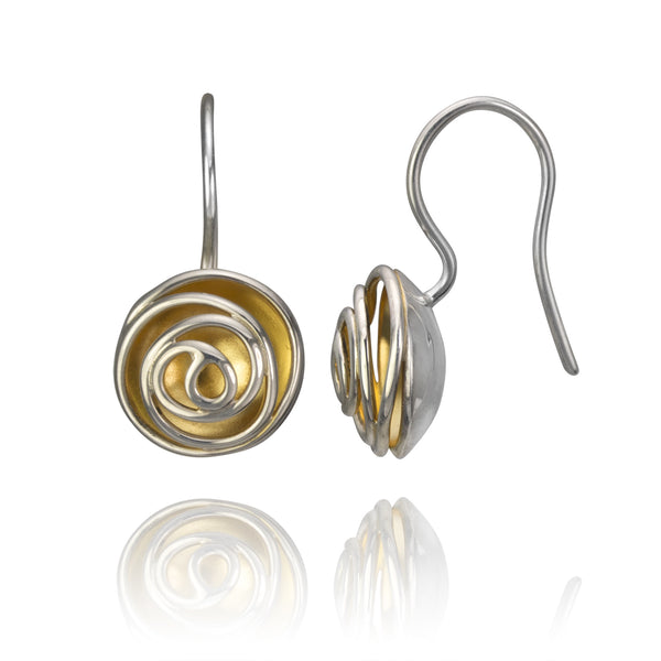 Rose Bud Earrings, gold plated sterling silver