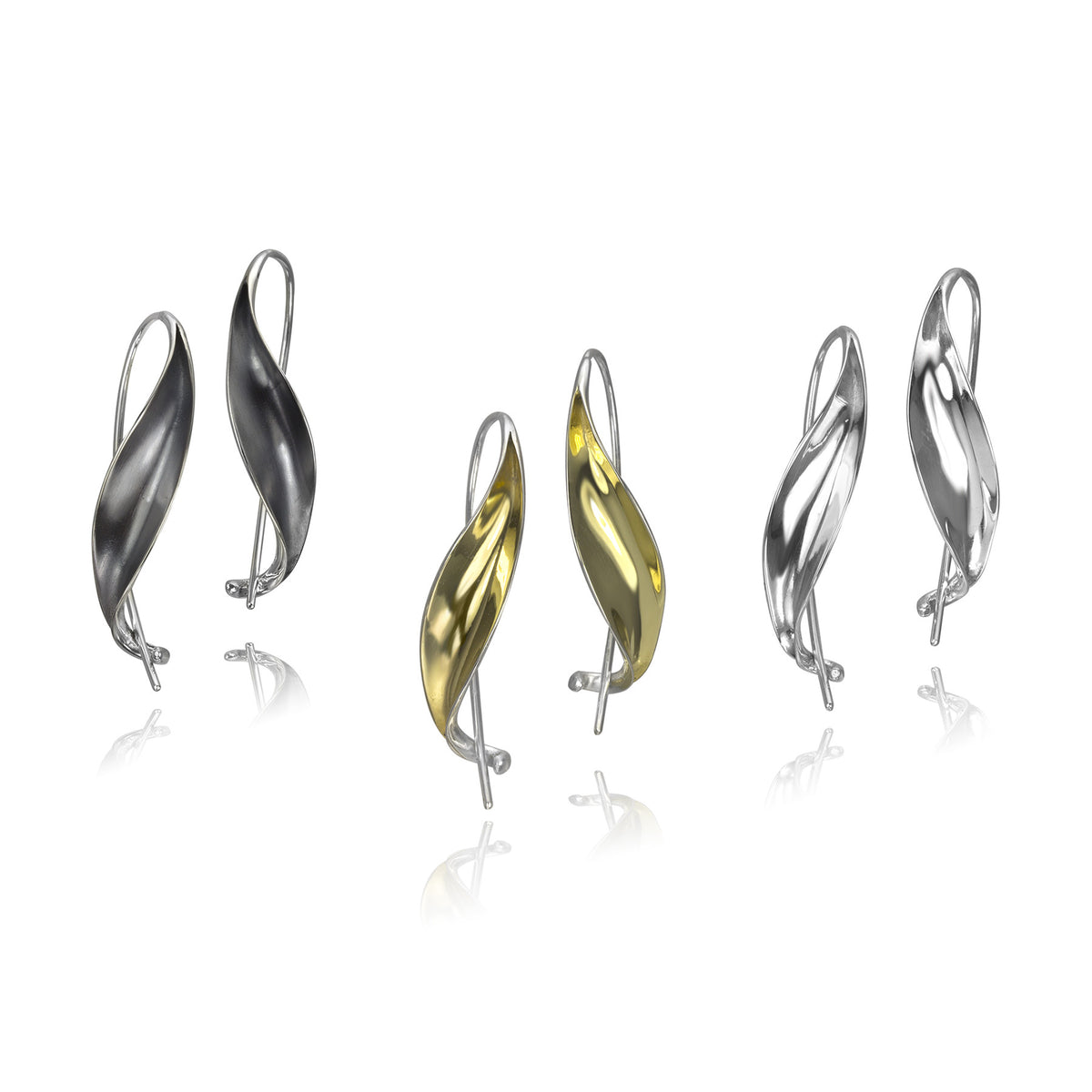 Sterling Silver Ribbon Earrings