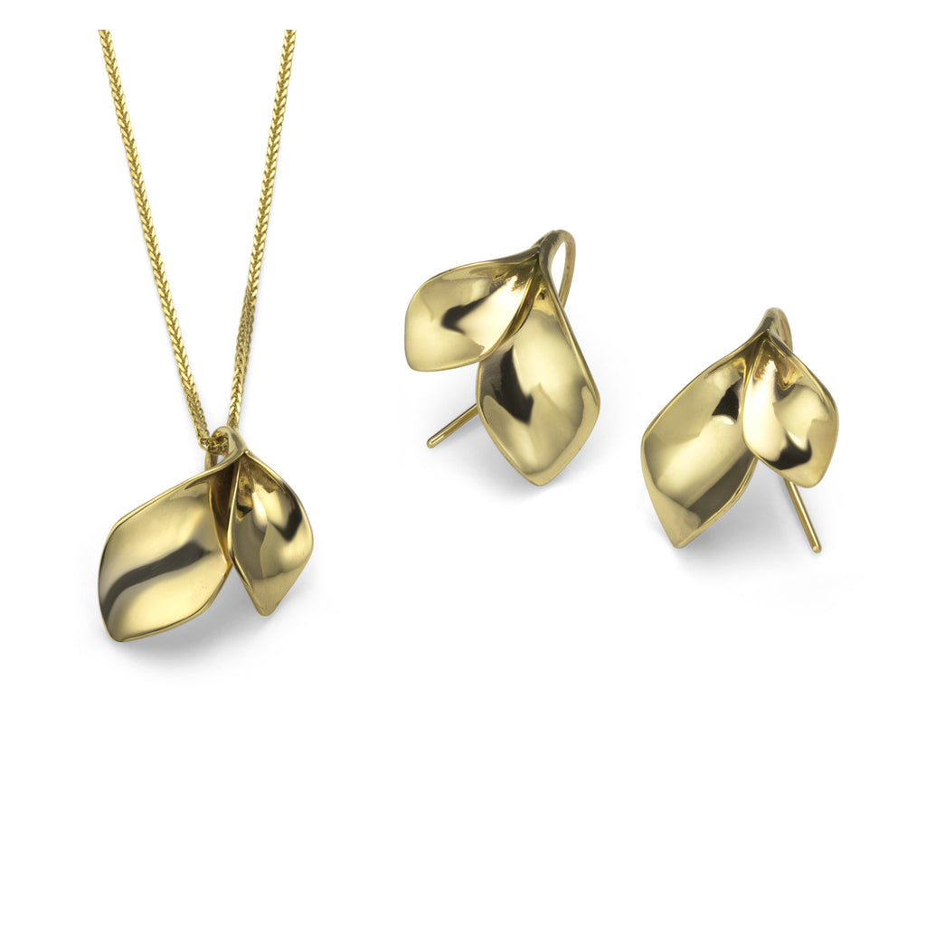Vine Leaf Necklace and Earrings in 14K gold